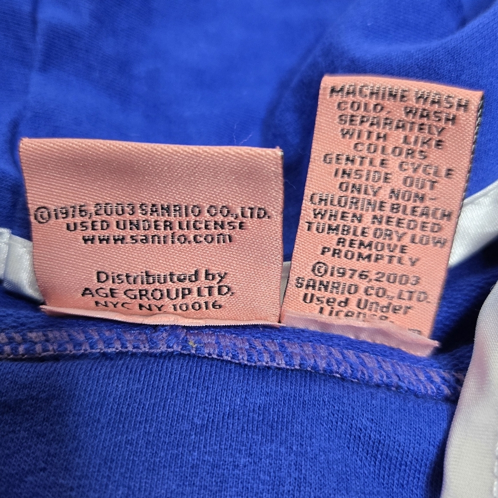 VINTAGE Hello Kitty Y2K Sanrio blue boxy crop hoodie sweatshirt top RARE M/L‎ - Picture 6 of 9